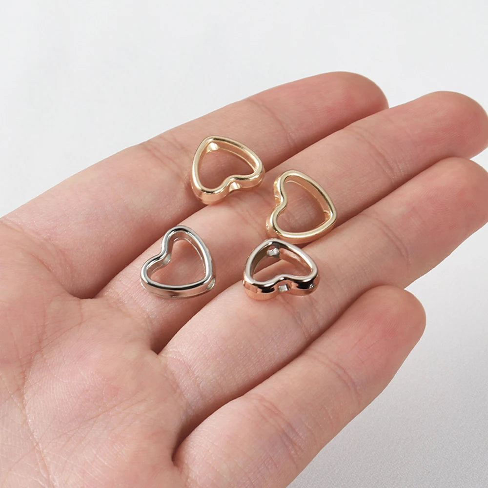 Heart Frame Wrapped Bead Double Stright Hole Spacers Loose Beads