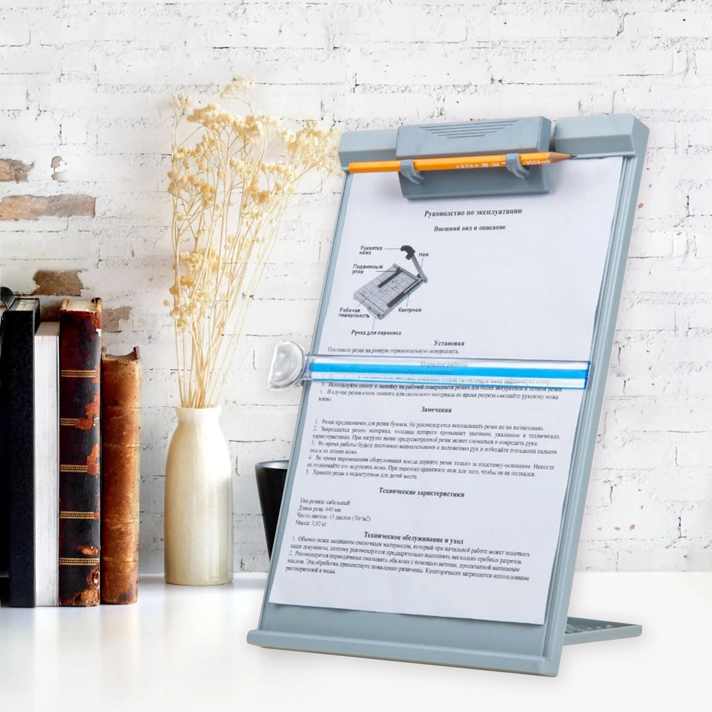 A4 Desktop Document Holder with Adjustable Clip & Line Guide
