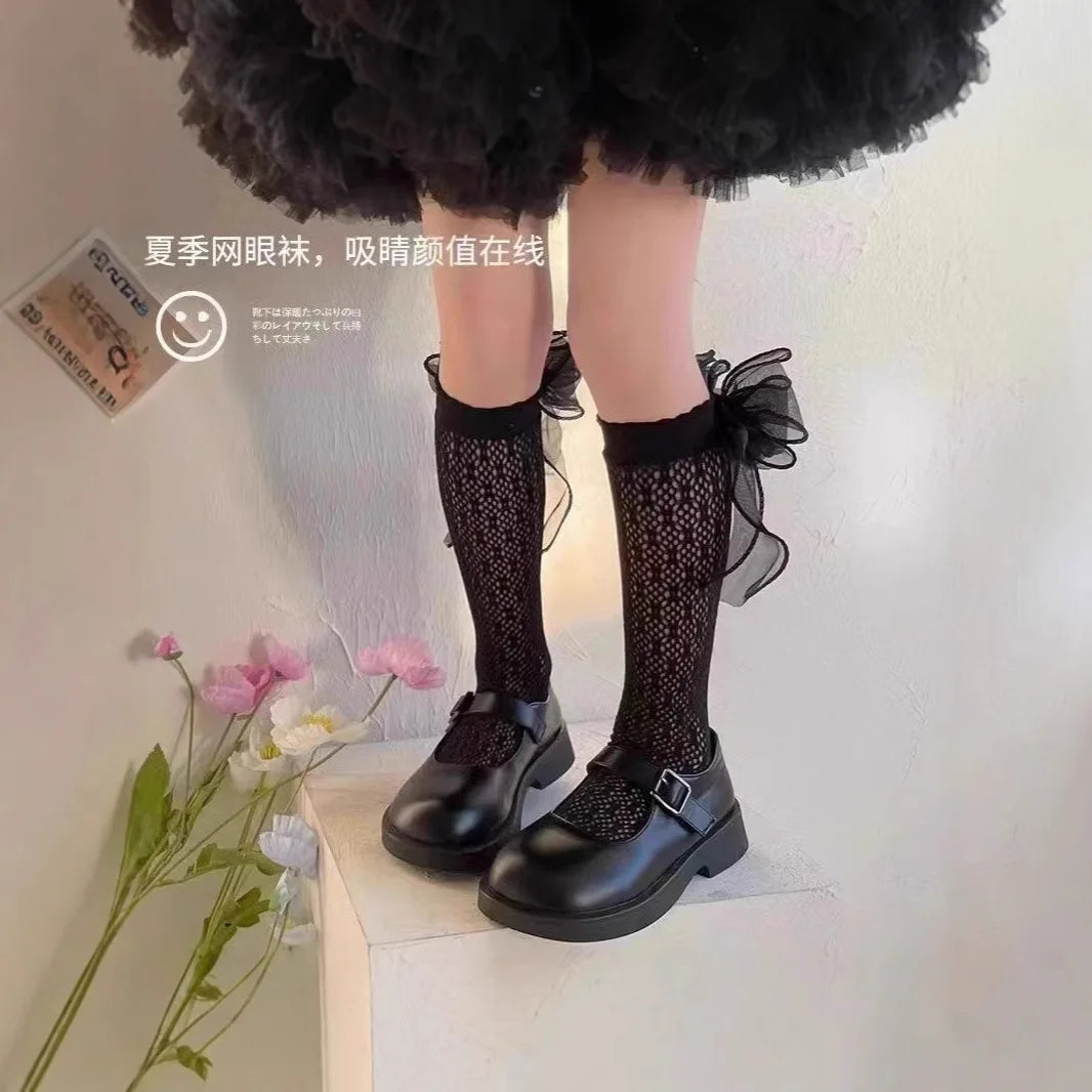 Girls Lace Ruffle Knee High Socks – Breathable Princess Stockings