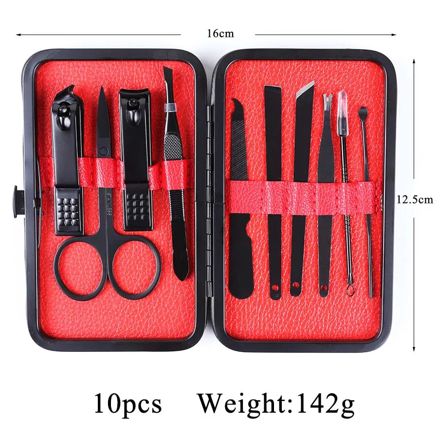 Stainless Steel Manicure Set - Professional 7/10/15/18 Pcs Pedicure Nail Clippers Grooming Kits for Personal Nail Care Use Peaceful Pleasures Health and Wellness 10pcs China Mainland