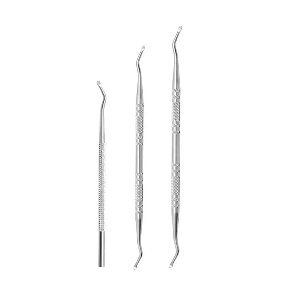 1/3pcs Stainless Steel Armor Remover Paronychia Cuticle Pedicure Double Head Nail Groove Scoop Tick Ingrown Toenail Pick Tool Peaceful Pleasures Health and Wellness 3PCS