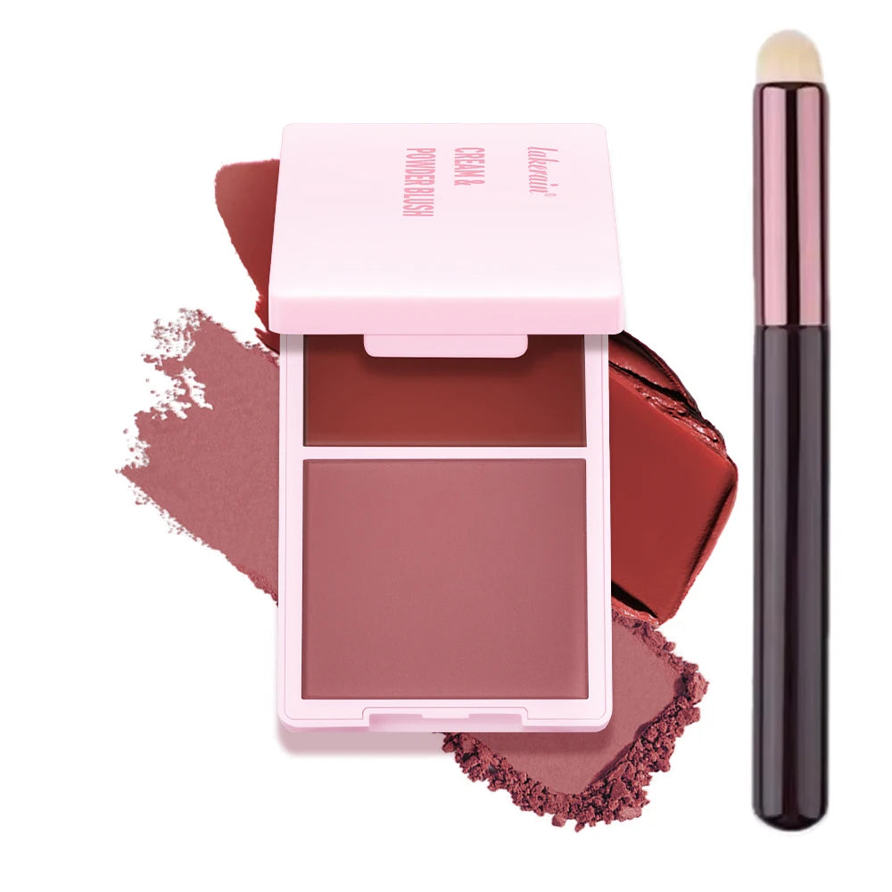 Blush Juvia's Cream Powder Matte Blush Makeup Rose Pan Long-lasting Wearing High Pigment Natural Matte Blush Duo Cosmtics Peaceful Pleasures Health and Wellness 3and brush