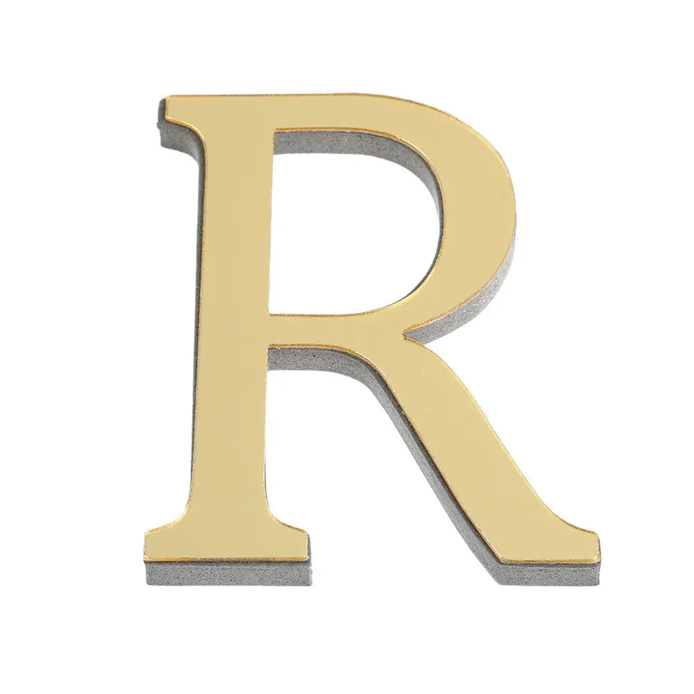3D Mirror Acrylic Letter Wall Sticker | DIY Gold Alphabet Decal