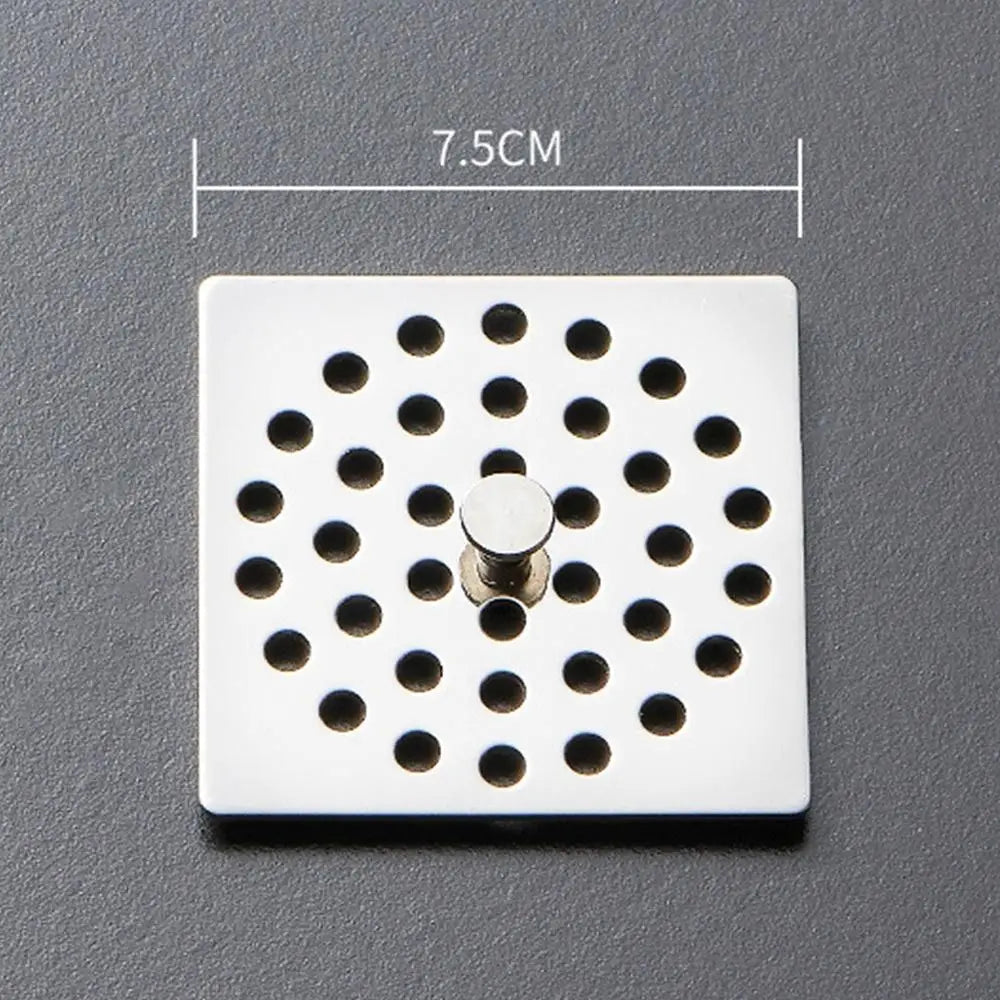 Creative Stainless Steel Floor Drain Net Cover Round Square Shape with Handle Sink Strainer Hair Filter Peaceful Pleasures Health and Wellness -7.5cm-squareshape