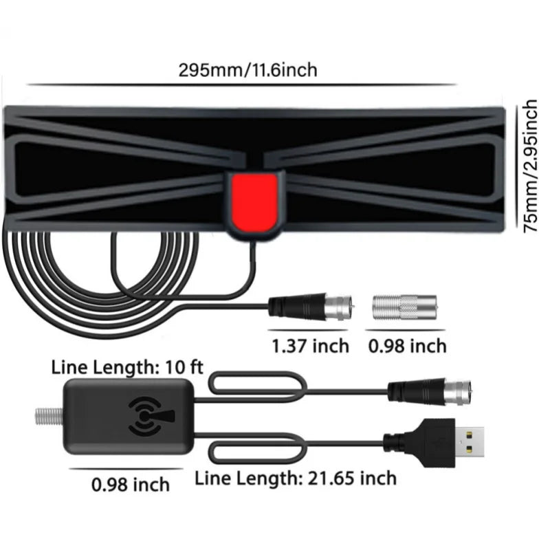 Indoor Digital TV Antenna 4K 1080P | DVB-T2 & Signal Amplifier