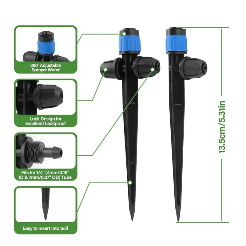360° Adjustable Spike Dripper Sprinkler | Garden Irrigation Set