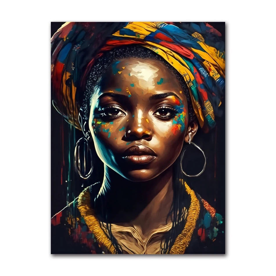 African Beauty Girl Canvas Wall Art | Modern Scandinavian Poster