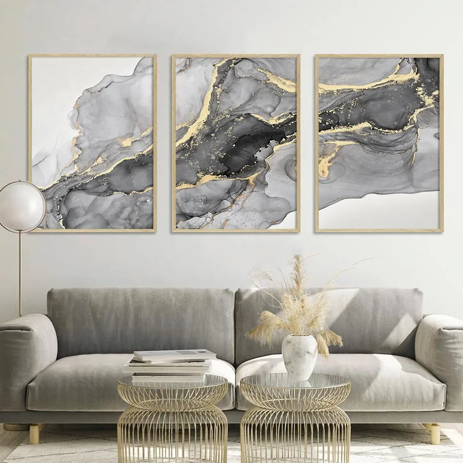 Triad Marble Beige Abstract Canvas Wall Art | Minimalist Décor Canvas Wall Art Peaceful Pleasures Health and Wellness 3 40x60cm Unframed