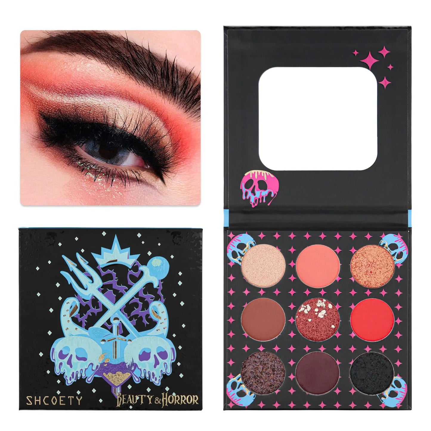 2pcs of 9 colors skull eyeshadow palette, Halloween eyeshadow palette, pearl matte, waterproof and long-lasting Peaceful Pleasures Health and Wellness