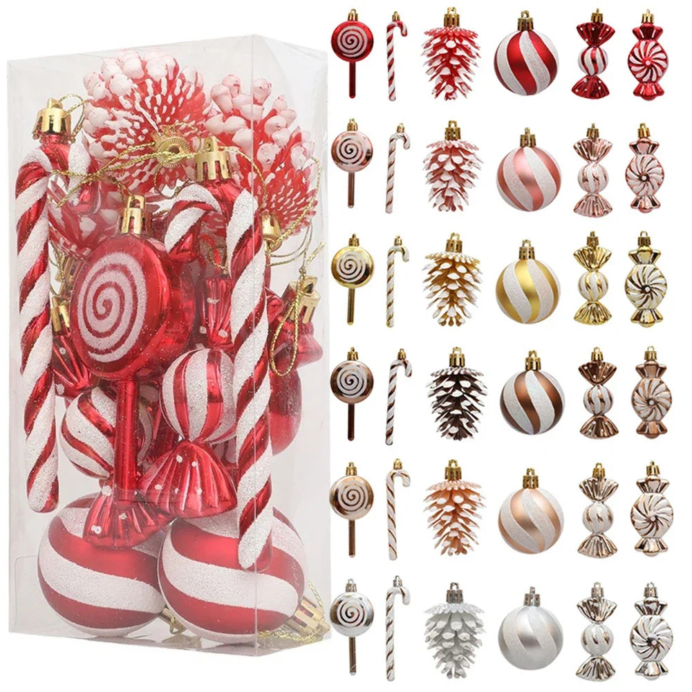 13-Pc Christmas Candy Ornaments Set | Glitter Holiday Tree Decor