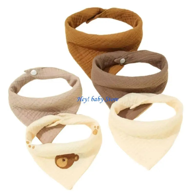 5-Pack Soft Cotton Baby Drool Bibs | Teething Burp Cloths