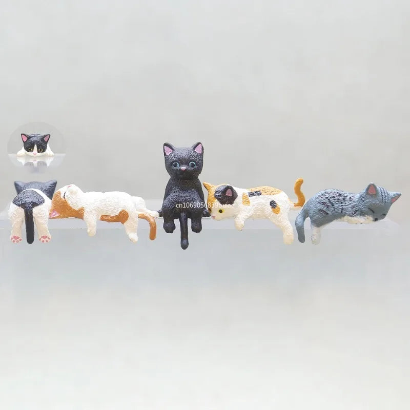 Cartoon Simulation Fish Tank Edge Hang Cat Aquarium Ornaments Figurine Miniature Landscape Home Decoration Cute Desktop Gifts Peaceful Pleasures Health and Wellness