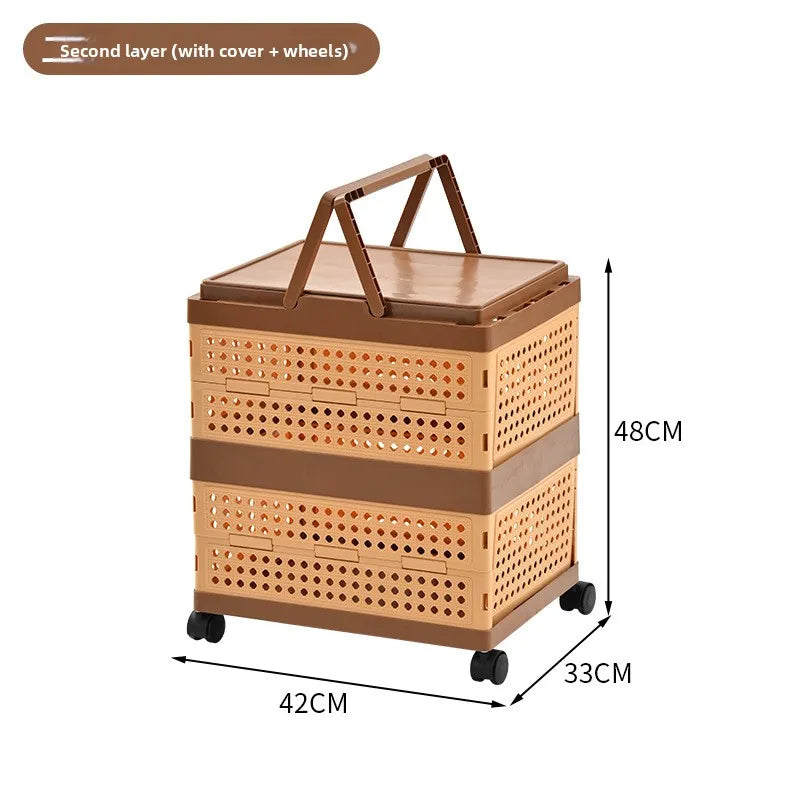 Foldable Storage Box with Wheels: Large Capacity Rolling Organizer for Clothes, Snacks, Toys & Books in Dorm Rooms or Homes Peaceful Pleasures Health and Wellness 2 with Lid Wheels
