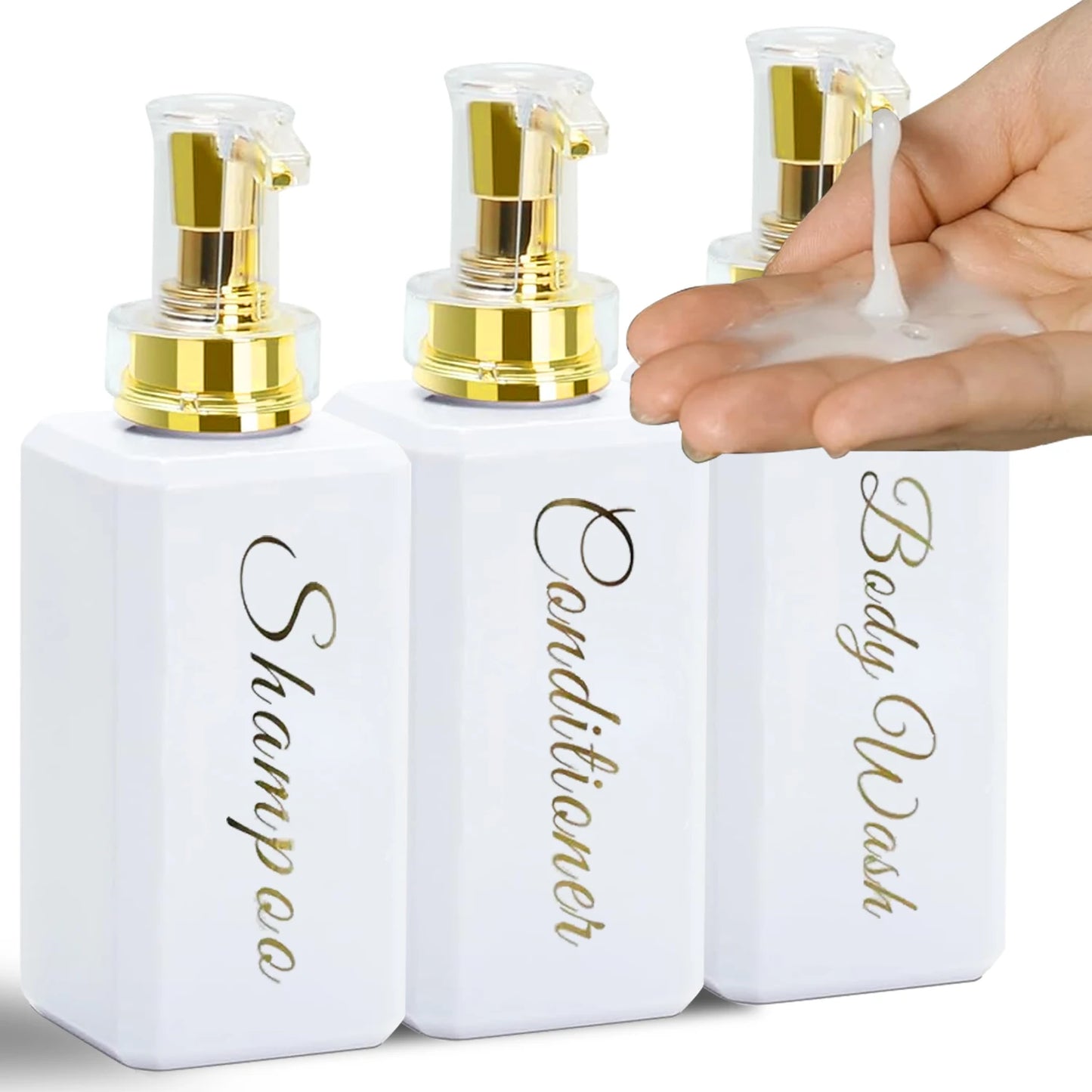 Bathroom Shower Dispenser Shampoo and Conditioner Dispenser with Gold Pump16.9oz Empty Shower Bottles for Bathroom Peaceful Pleasures Health and Wellness