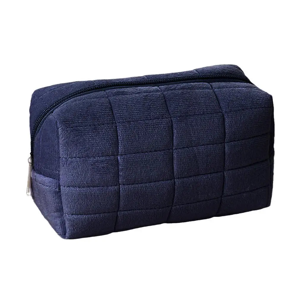 Plush Velvet Makeup Bag – Portable Zipper Cosmetic Travel Pouch
