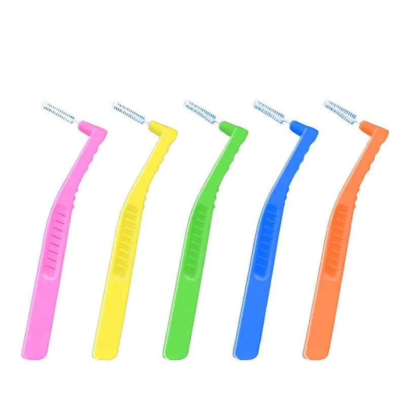 2/5Pcs L-shaped Interdental Brushes Portable Soft Bristle Interdental Cleaners Brushes Travel Peaceful Pleasures Health and Wellness
