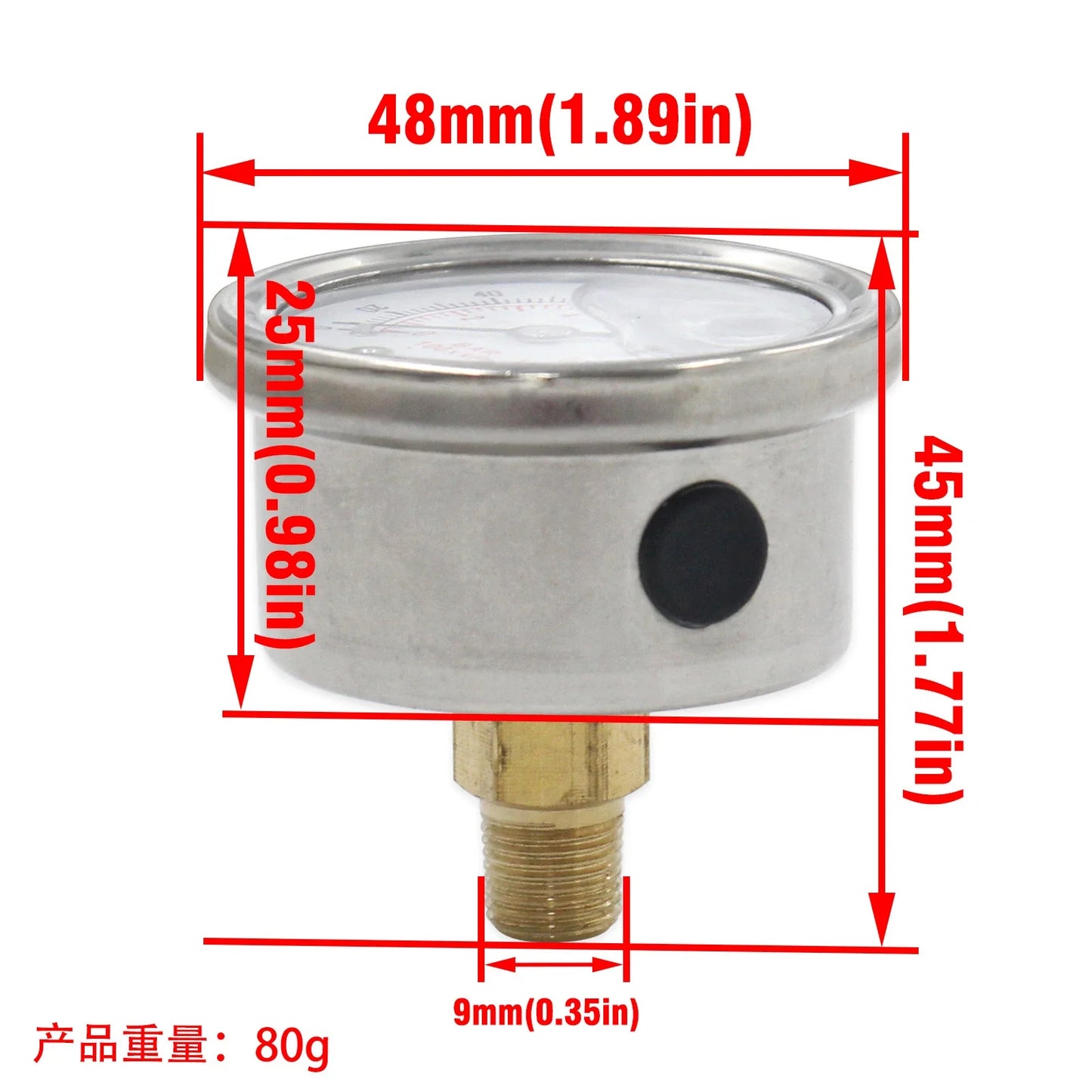 0–160 PSI Liquid-Filled Fuel Pressure Gauge | 1/8 NPT AN6