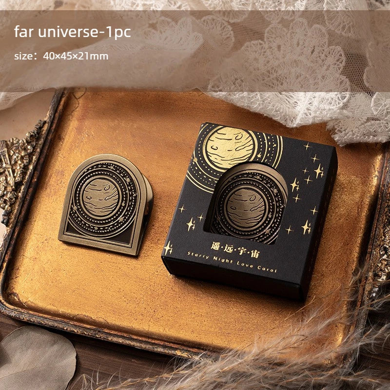 1pc Metal Clip Retro Elegant Hand Account Material Decoration Clip Starry Night Love Song Series Office Document Supplies Peaceful Pleasures Health and Wellness Universe