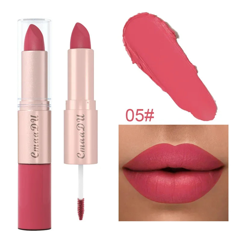 2-in-1 Matte Lipstick & Lip Liner Pen | 24H Waterproof, 12 Colors