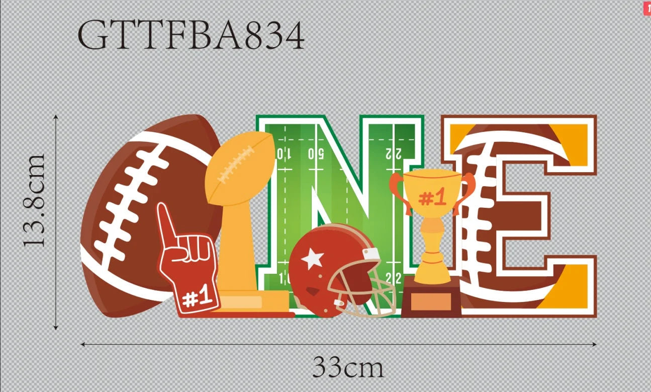 1st Birthday Sports Wooden "ONE" Sign – Football Party Decor