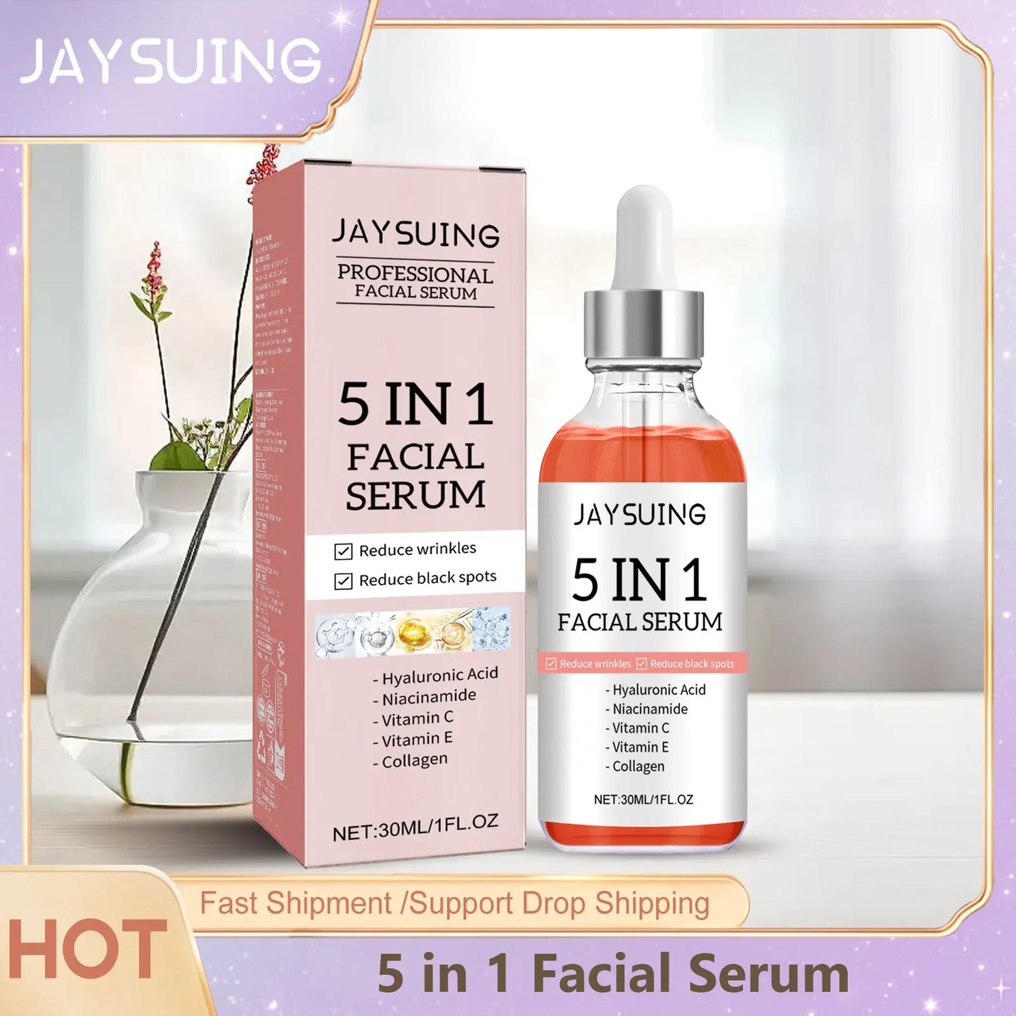 JAYSUING 5-in-1 Hyaluronic Acid & Vitamin C Facial Serum 30ml