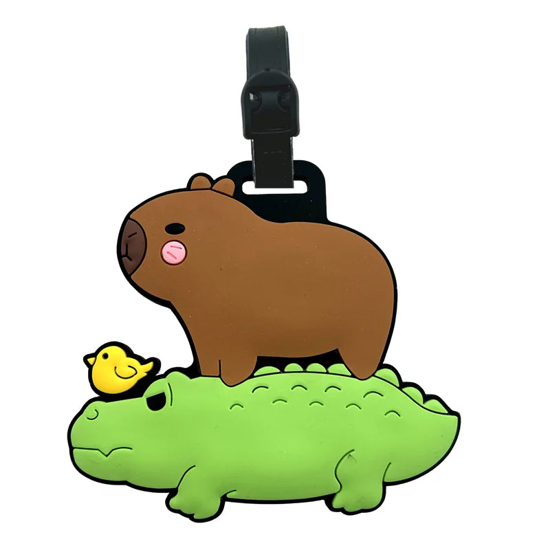 Cartoon Capybara PVC Luggage Tag | ID & Address Holder