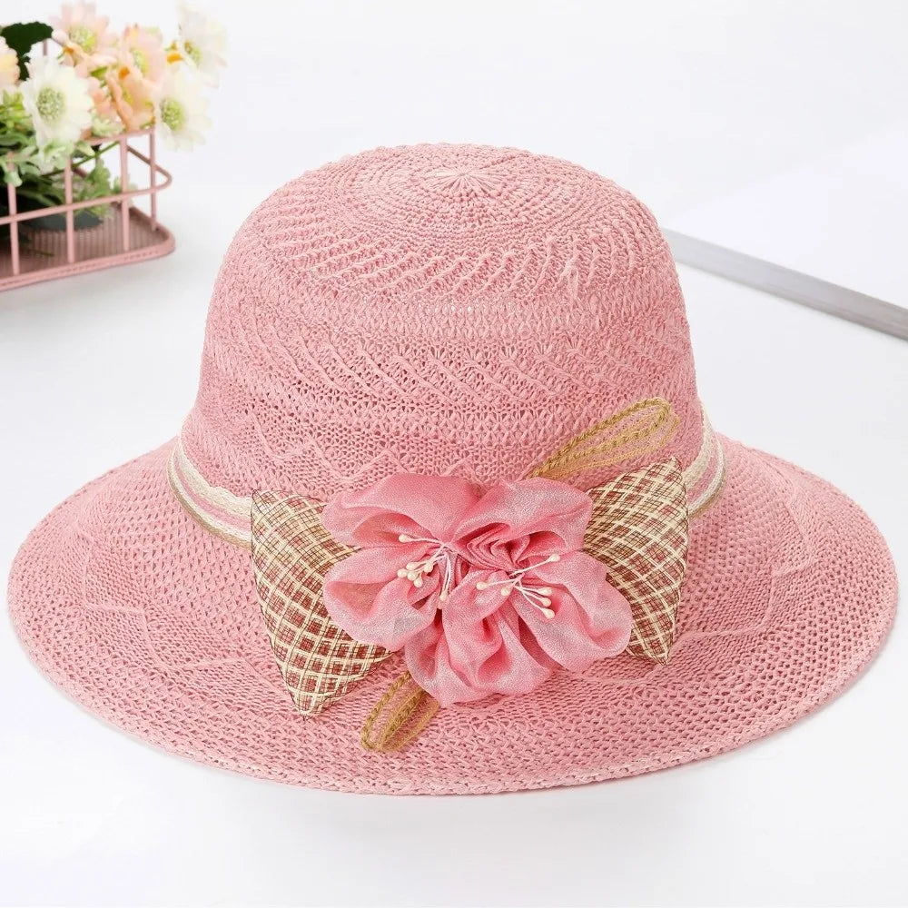 Women's Wide Brim Foldable Straw Sun Hat – Floral Beach Hat
