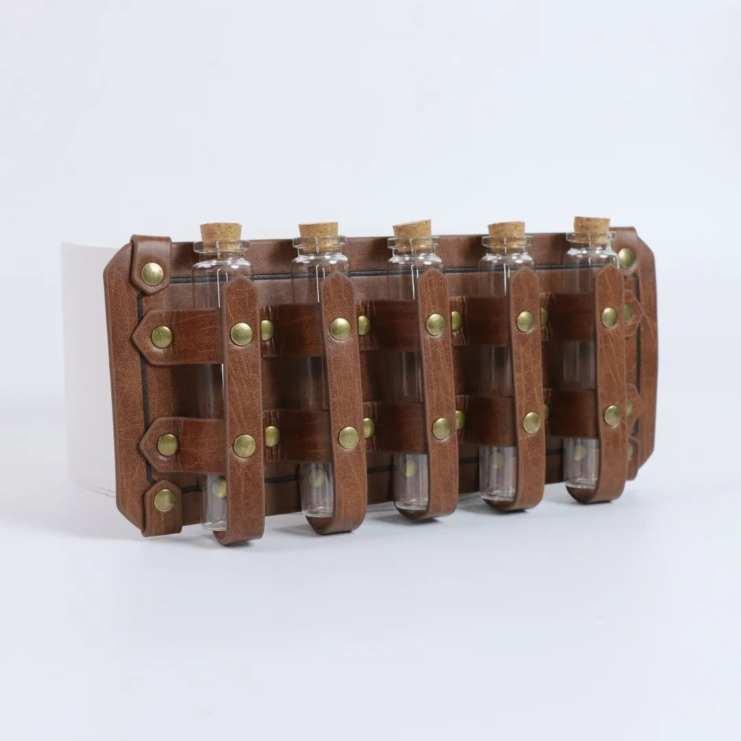 UYEE Medieval Leather Vial Holder Waist Sash Alchemy Potion Bottle