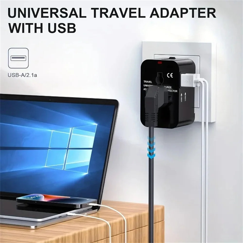 Universal Travel Adapter 2 USB + Type-C | US UK EU AU