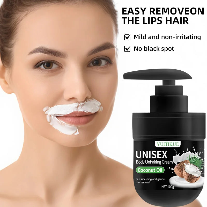 YUITIKUE Hair Removal Cream 100g – Coconut Oil & Aloe Formula Hair Removal Cream Peaceful Pleasures Health and Wellness