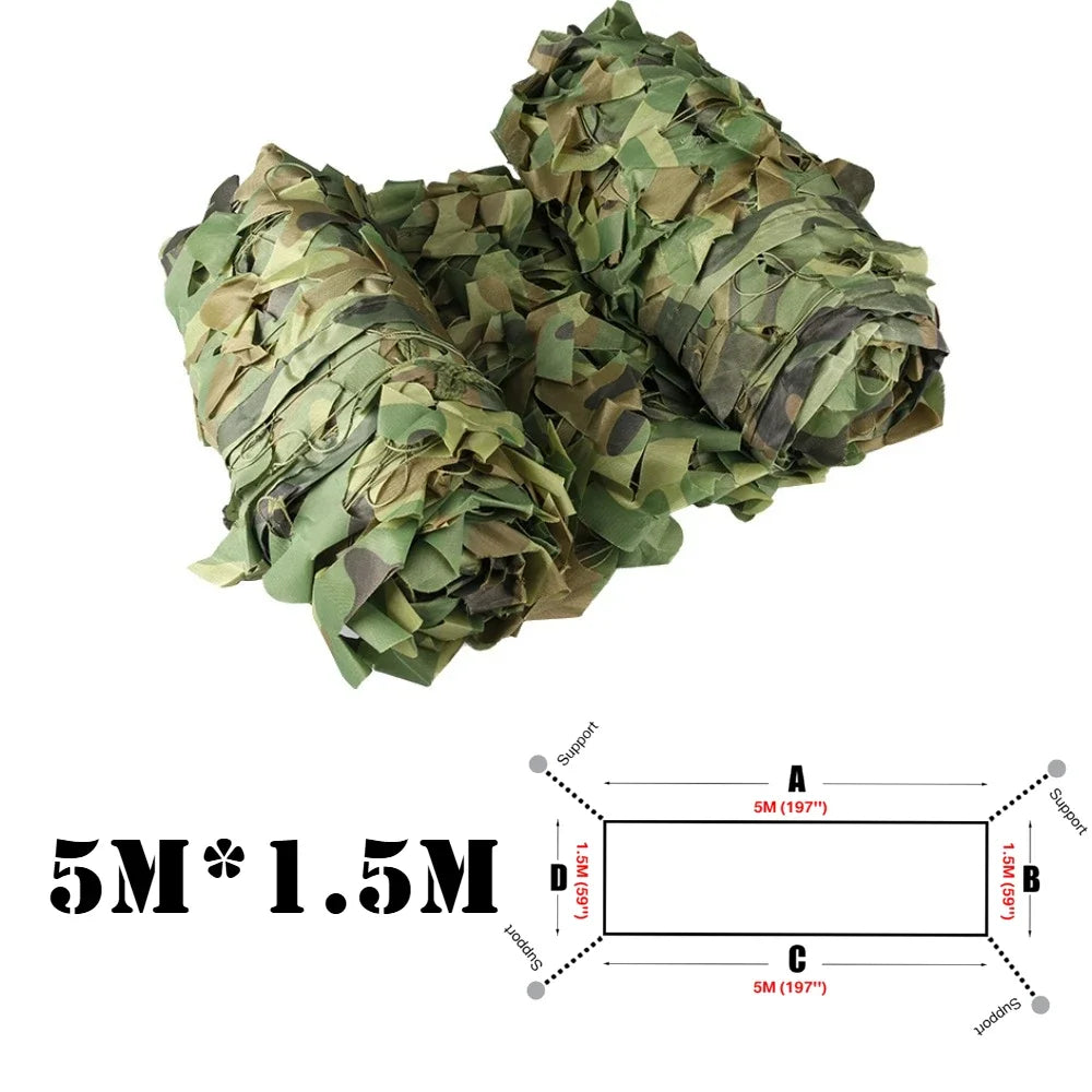 Camouflage Netting Outdoor Camping Sunshade Mesh Camo Net for Garden Buildings Fencing Trellis Covers Privacy Cloth Sun Shelter Peaceful Pleasures Health and Wellness 5Mx1.5M Woodland