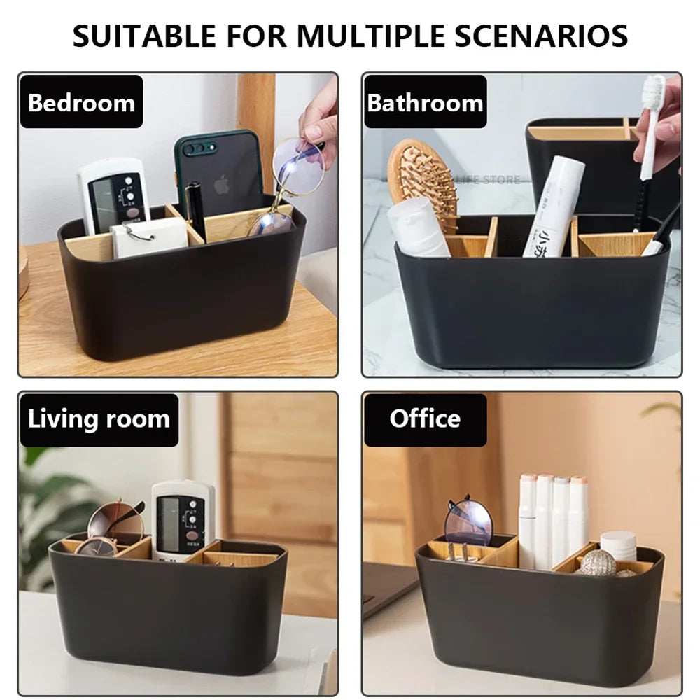 Bamboo Toothbrush Holder & Bathroom Organizer Stand