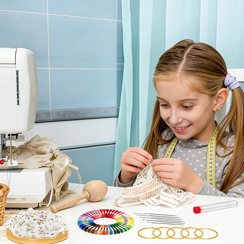 Ultimate Weaving & Darning Kit – Mini Loom, 14 Hooks, 50 Threads