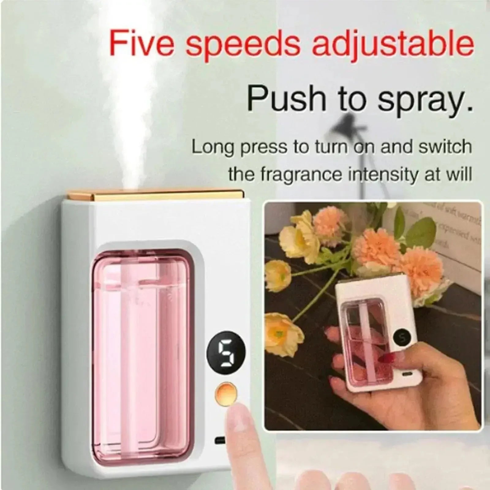 Smart Aroma Diffuser Air Purifier 5 Gears Digital Display Supports Plant Essential Oils Wall Mount Tabletop USB Charging Living Peaceful Pleasures Health and Wellness