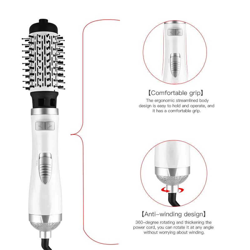 Negative Ionic Blow Hair Dryer Hot Air Brush Hair Straightening Comb Curling Iron Multifunctional 3-In-1 Automatic Hot Air Comb Peaceful Pleasures Health and Wellness