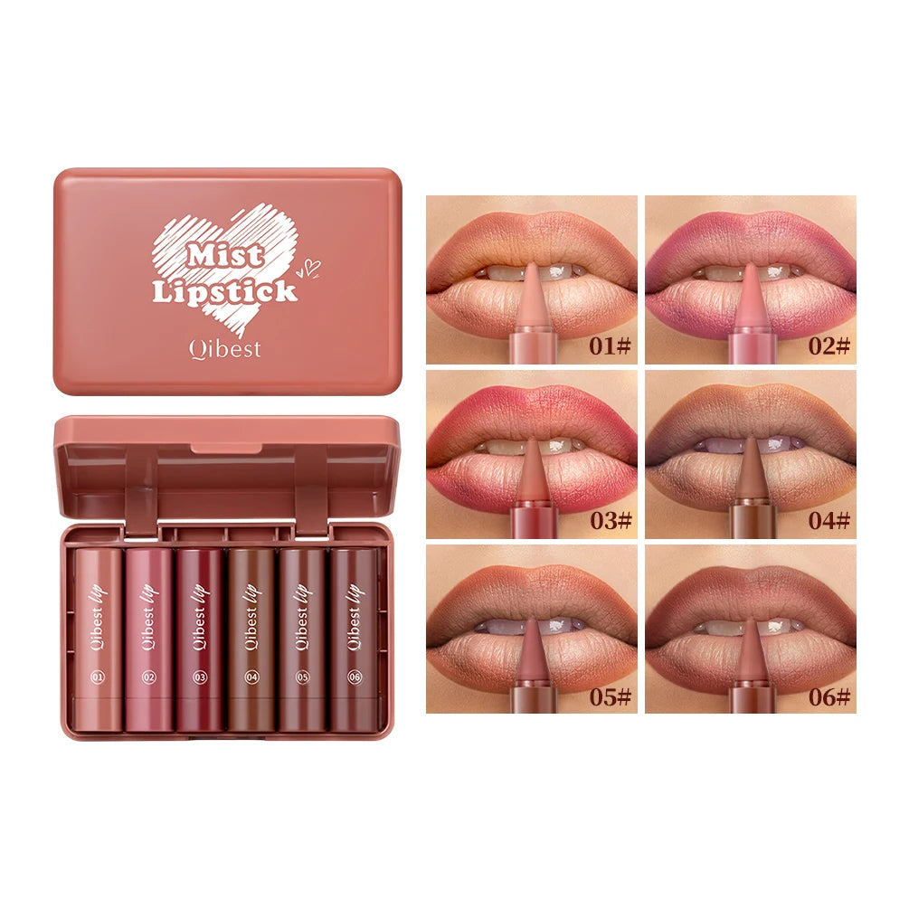 QIBEST Tapered Gradient Lip Liner Sets Matte Nude Brown Lipstick Waterproof Non Sticky Contouring Tint Lipliner Lasting Makeup Peaceful Pleasures Health and Wellness Lip Makeup Sets