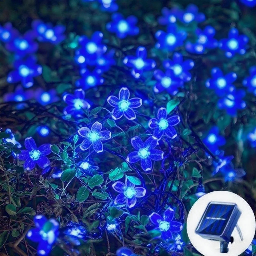 Solar Cherry Flower String Lights 20m – IP65 Waterproof Garden