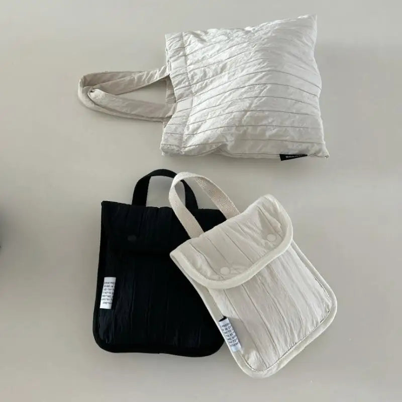 Quilted Nylon Mini Handbag – Snap Button Pouch for Women