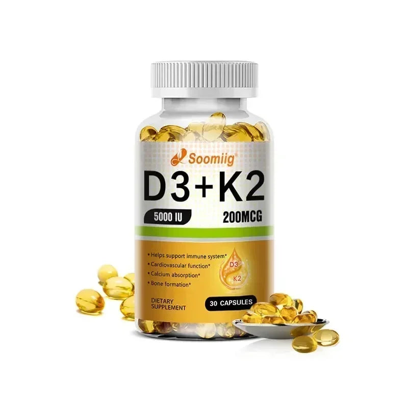 Vitamin D3 5000IU + K2 MK-7 200mcg Capsules | Bone & Immune