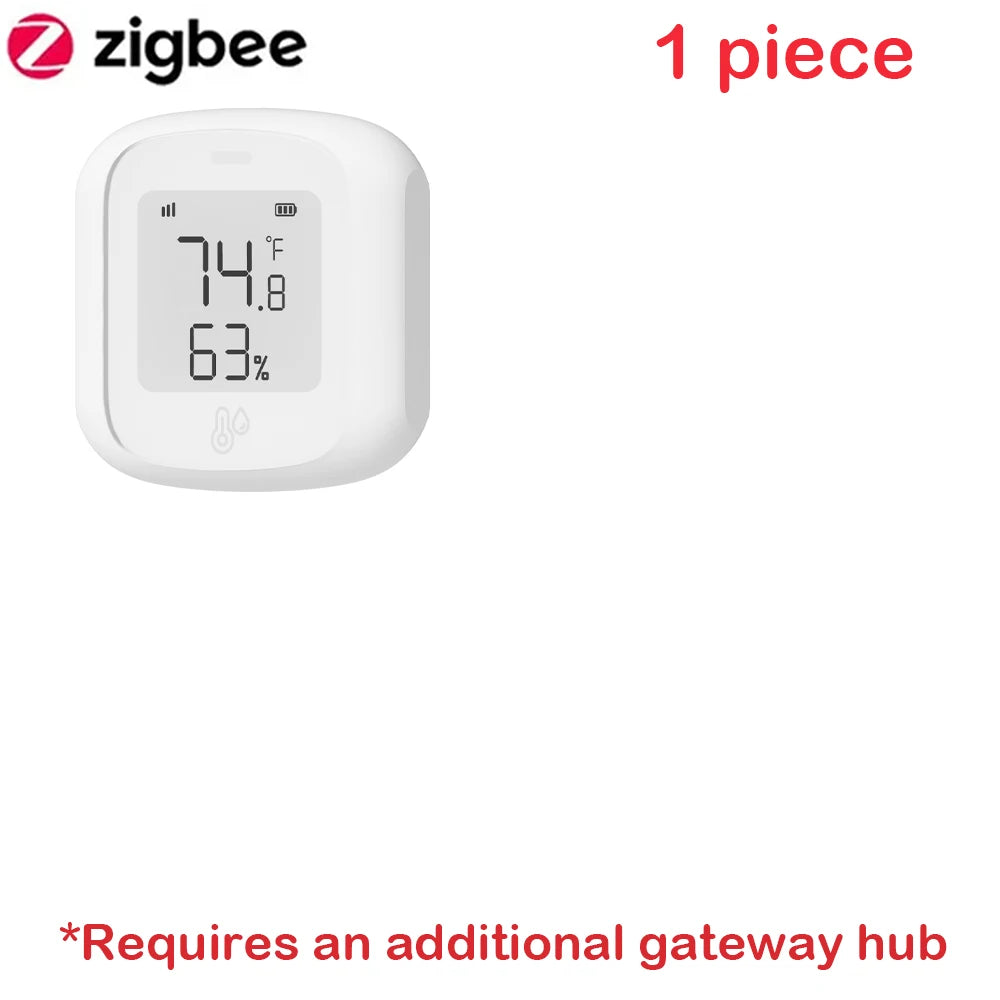 Tuya ZigBee / WIFI Temperature And Humidity Sensor LED Screen Smart Home Linkage Thermo-hygrome Google Home Alexa Voice Control Peaceful Pleasures Health and Wellness ZigBee 1 piece