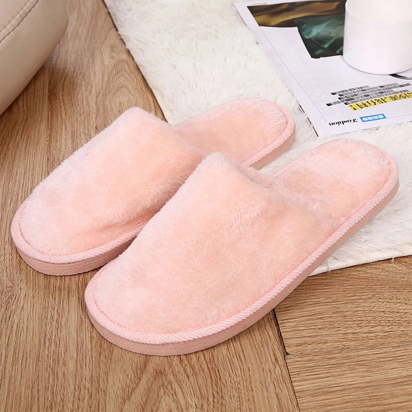 Women's Warm Plush Indoor Slippers – Soft Fuzzy Slip-On