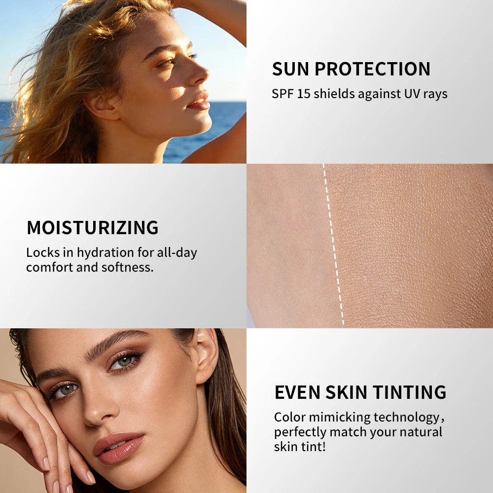 Lakerain Color Changing Liquid Foundation Brightening Moisturizing Skin SPF 15 Sunscreen Natural Even Skin Tone Slight Concealer Peaceful Pleasures Health and Wellness