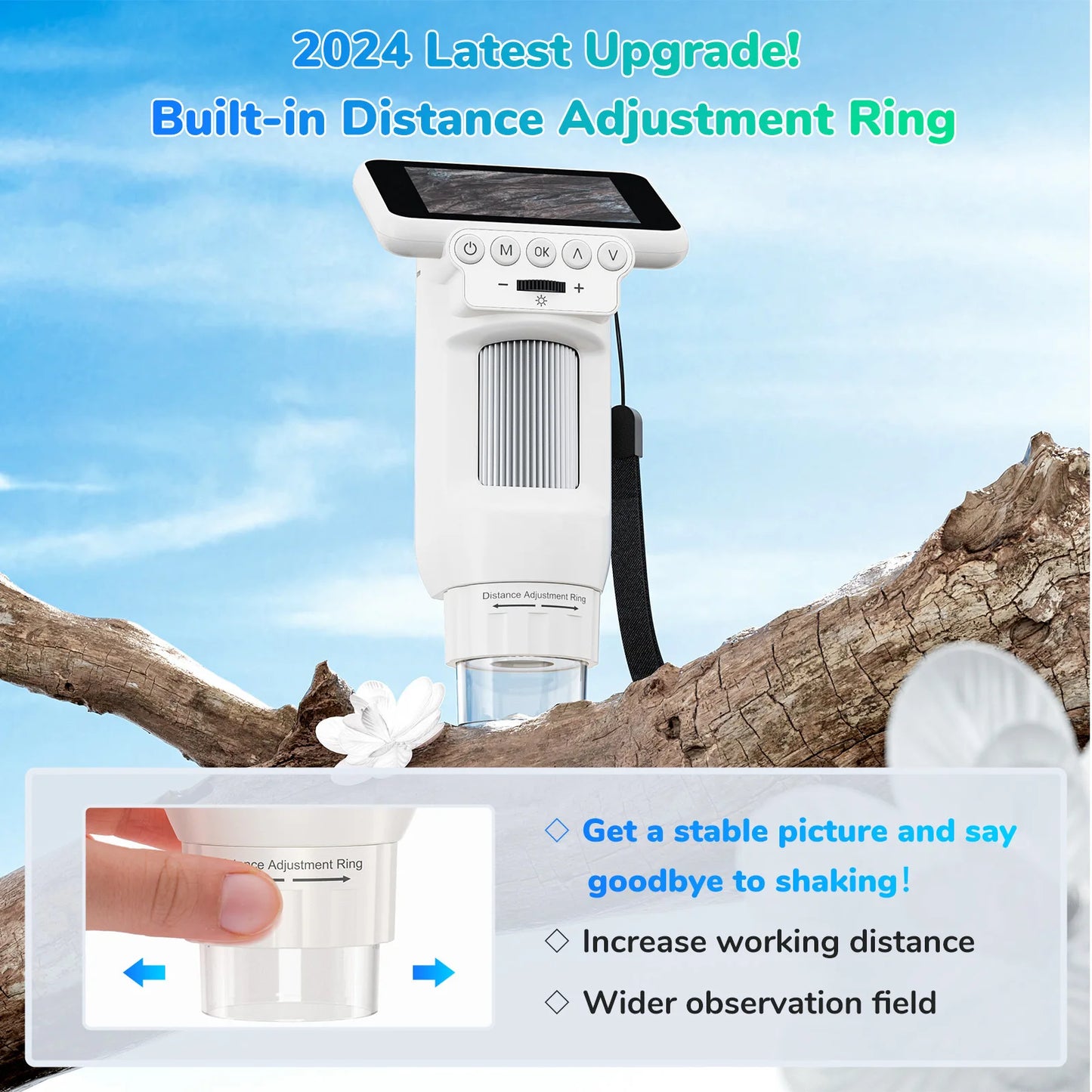 Portable Handheld Digital Electron Microscope, Children's Gift Puzzle Toy, Multifunctional Magnifying Glass Peaceful Pleasures Health and Wellness