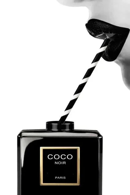 Nordic Luxury Minimalist Perfume Bottle Pop Art Prints Fashion Coco Poster Black White Parfum Giclee Wall Decor Painting Peaceful Pleasures Health and Wellness 30X40CM A2