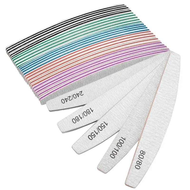 3-Piece Nail File Set – Buffer, Half Moon & Sandpaper 100/180 Grit