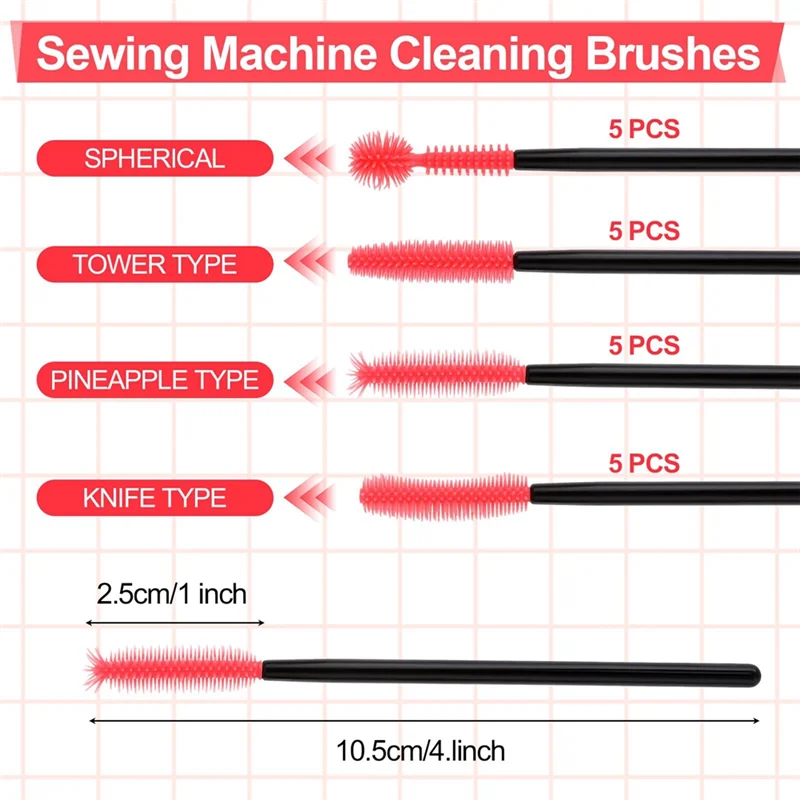 A36T-For Sewing Machine Cleaner Reusable Silicone Brushes 20Pcs Cleaning Brush Gadgets Quilting Tool Kit Supplies Peaceful Pleasures Health and Wellness