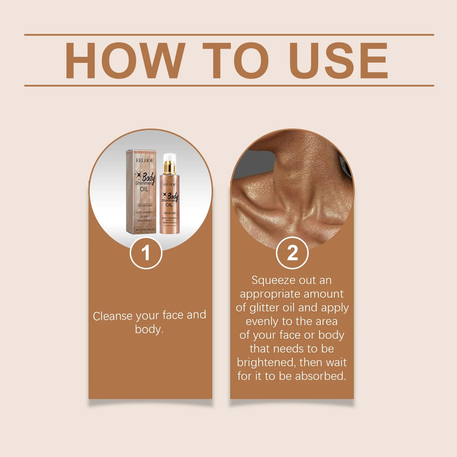 EELHOE Body Brightening Shimmer Oil | Glow Essence 100ml Body Shimmer Oil Peaceful Pleasures Health and Wellness