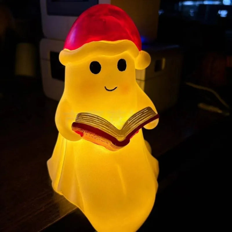 Cute Ghost Reading Book Halloween Night Light Lamp | Decor