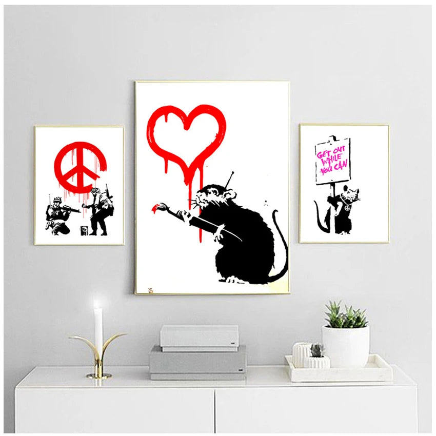 Banksy Abstract Canvas Wall Art Print | Nordic Living Room Decor