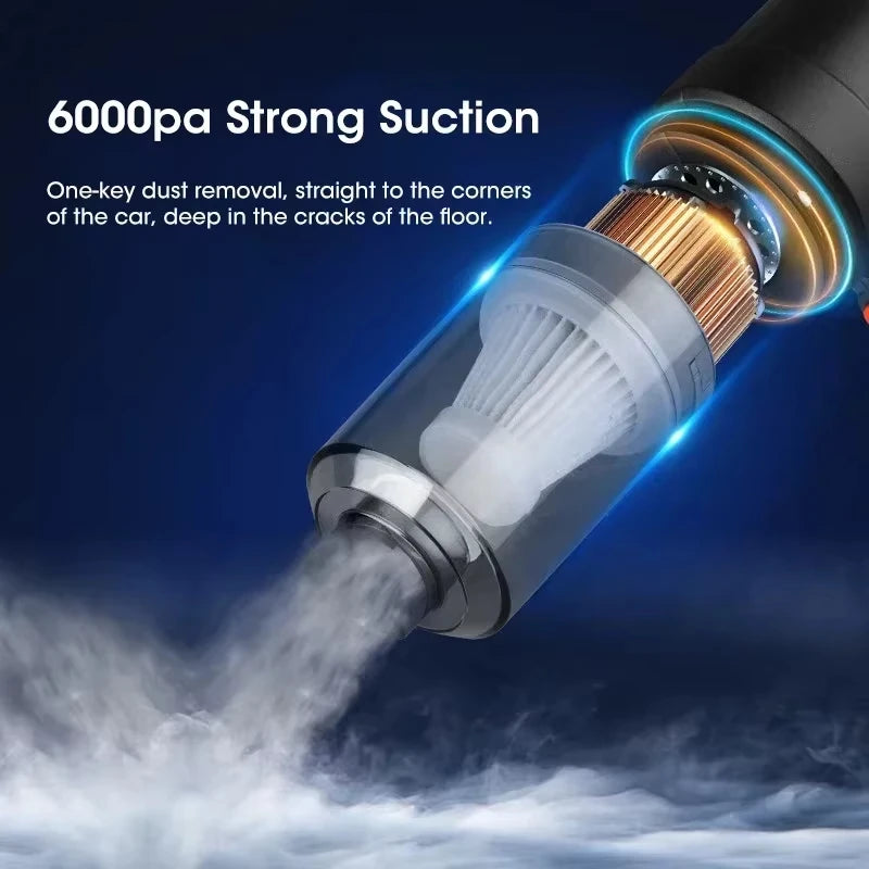 Handheld Vacuum Cleaner for Car, 6000Pa Portable Mini High-Power, Dual-Purpose Suction and Blowing Pet Hair Cleaner Peaceful Pleasures Health and Wellness